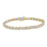Bids.com Two-Tone 10K Yellow Gold over .925 Sterling Silver 1.0 Cttw Diamond S-Curve Link Miracle-Set Tennis Bracelet (I-J Color, I3 Clarity) - 7" Bracelets