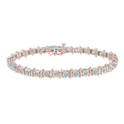 Bids.com Two-Tone 10K Yellow Gold over .925 Sterling Silver 1.0 Cttw Diamond S-Curve Link Miracle-Set Tennis Bracelet (I-J Color, I3 Clarity) - 7" Bracelets