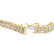 Bids.com 14K Yellow Gold Plated .925 Sterling Silver 1/2 Cttw Round Miracle-Set Diamond S-Curve Tennis Bracelet (I-J Color, I3 Clarity) - 7" Bracelets