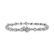 Bids.com .925 Sterling Silver 1.0 Cttw Diamond Swirl Beaded Link Bracelet (I-J Color, I3-Promo Clarity) - 7.25" Inches Bracelets