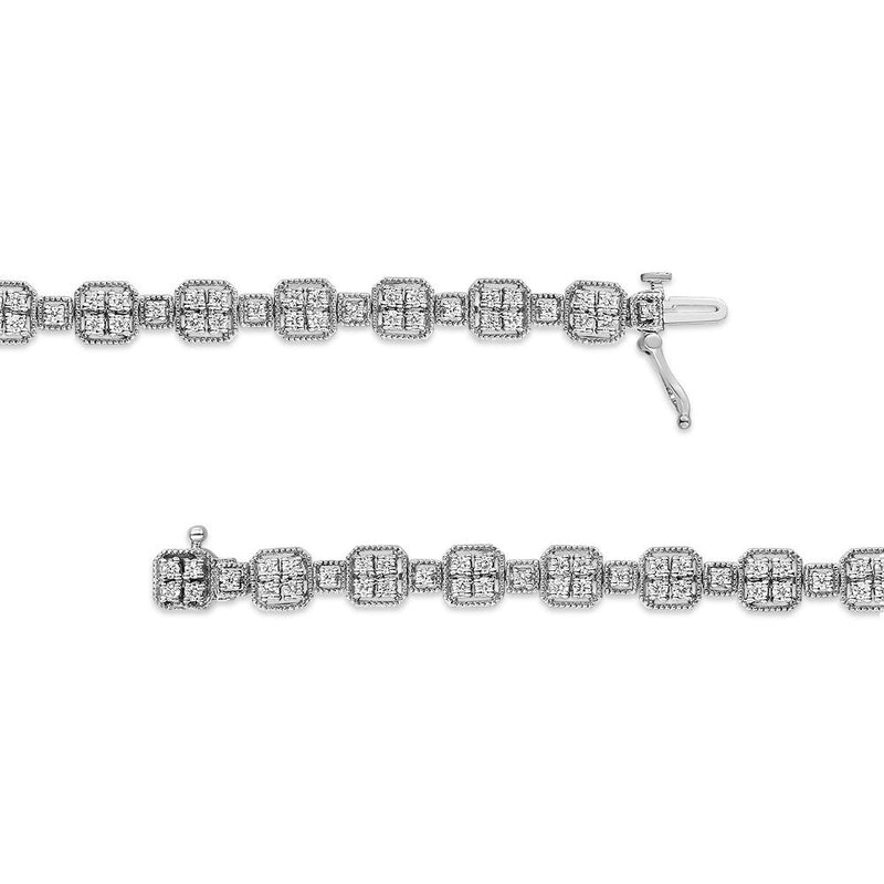 Bids.com 10K White Gold 2.0 Cttw Diamond Square Link Bracelet (J-K Color, I2-I3 Clarity) - Size 7.25" Bracelets