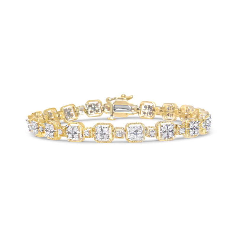 Bids.com 10K White Gold 2.0 Cttw Diamond Square Link Bracelet (J-K Color, I2-I3 Clarity) - Size 7.25" Bracelets
