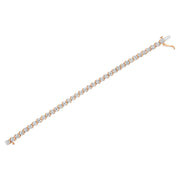Bids.com 14K Rose Gold Plated .925 Sterling Silver 1/10 Cttw Diamond Round Miracle Plate and "S" Link Tennis Bracelet (I-J Color, I2- I3 Clarity) - 7" Bracelets