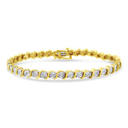 Bids.com 14K Rose Gold Plated .925 Sterling Silver 1/4 Cttw Diamond Round Miracle Plate and "S" Link Tennis Bracelet (I-J Color, I2- I3 Clarity) - 7" Bracelets