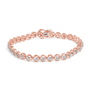 Bids.com 14K Yellow Gold Plated .925 Sterling Silver 1/10 Cttw Diamond Open Circle Beaded Wheel Link Tennis Bracelet (I-J Color, I3 Clarity) - 7.25" Bracelets