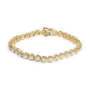 Bids.com 14K Yellow Gold Plated .925 Sterling Silver 1/10 Cttw Diamond Open Circle Beaded Wheel Link Tennis Bracelet (I-J Color, I3 Clarity) - 7.25" Bracelets