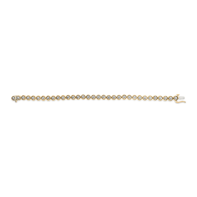 Bids.com 14K Yellow Gold Plated .925 Sterling Silver 1/10 Cttw Diamond Open Circle Beaded Wheel Link Tennis Bracelet (I-J Color, I3 Clarity) - 7.25" Bracelets