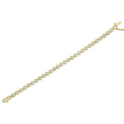 Bids.com 14K Yellow Gold Plated .925 Sterling Silver 1/10 Cttw Diamond Open Circle Beaded Wheel Link Tennis Bracelet (I-J Color, I3 Clarity) - 7.25" Bracelets
