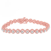 Bids.com 14K Rose Gold Over .925 Sterling Silver 1/4 Cttw Diamond 7" Open Circle Wheel Link Tennis Bracelet (I-J Color, I2-I3 Clarity) Bracelets