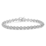 Bids.com 14K Rose Gold Over .925 Sterling Silver 1/4 Cttw Diamond 7" Open Circle Wheel Link Tennis Bracelet (I-J Color, I2-I3 Clarity) Bracelets