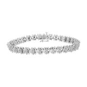 Bids.com .925 Sterling Silver 1.0 Cttw Diamond Miracle-Set X-Link 7" Tennis Bracelet (I-J Color, I3 Clarity) Bracelets