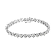 Bids.com .925 Sterling Silver 1.0 Cttw Diamond Miracle-Set X-Link 7" Tennis Bracelet (I-J Color, I3 Clarity) Bracelets