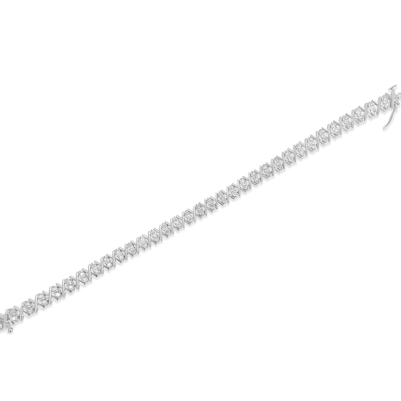 Bids.com .925 Sterling Silver 1.0 Cttw Diamond Miracle-Set X-Link 7" Tennis Bracelet (I-J Color, I3 Clarity) Bracelets