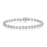 Bids.com Sterling Silver Diamond Wave-Style Link Bracelet (0.5 cttw, I-J Color, I3 Clarity) Bracelets