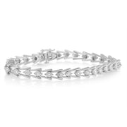 Bids.com Sterling Silver Diamond Wave-Style Link Bracelet (0.5 cttw, I-J Color, I3 Clarity) Bracelets