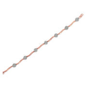 Bids.com .925 10k Rose Gold Over Sterling Silver 1.0 cttw Diamond Floral Link Bracelet (I-J Color,I3 Clarity) Bracelets