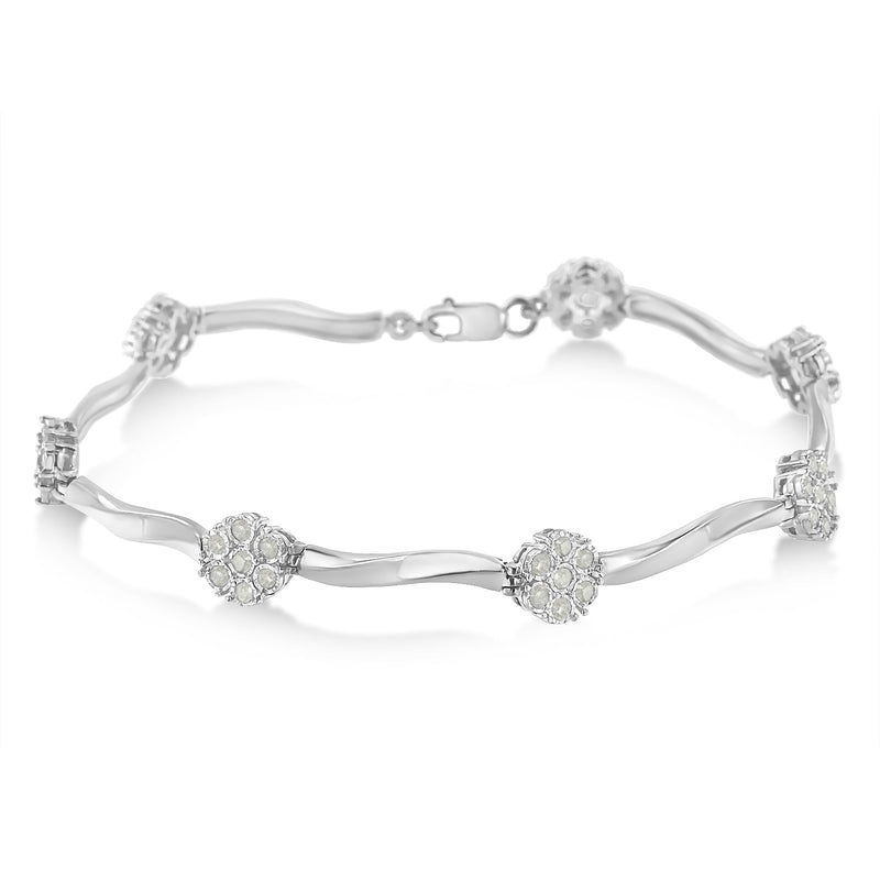 Bids.com Sterling Silver Diamond Link Bracelet (1 cttw, H-I Color, I1-I2 Clarity) Bracelets