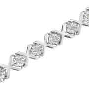 Bids.com .925 Sterling Silver 1/4 Cttw Miracle Set Diamond "X" Link Bracelet (I-J Color, I3 Clarity) - 7.25" Bracelets