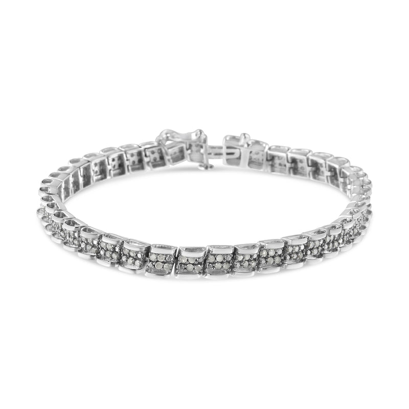Bids.com .925 Sterling Silver 2.0 Cttw Diamond 7" Round Miracle Plate Link Bracelet (I-J Color, I2-I3 Clarity) Bracelets