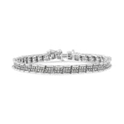 Bids.com .925 Sterling Silver 2.0 Cttw Diamond 7" Round Miracle Plate Link Bracelet (I-J Color, I2-I3 Clarity) Bracelets