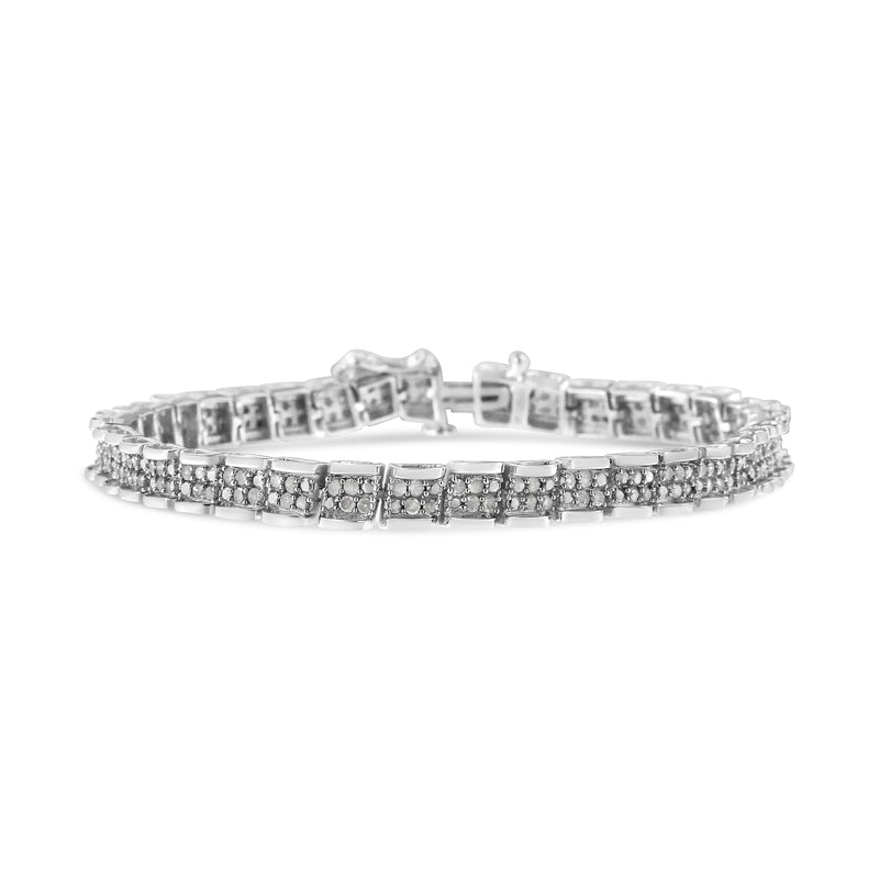 Bids.com .925 Sterling Silver 2.0 Cttw Diamond 7" Round Miracle Plate Link Bracelet (I-J Color, I2-I3 Clarity) Bracelets