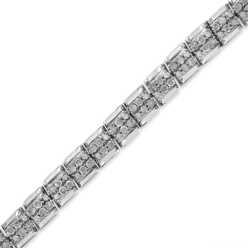 Bids.com .925 Sterling Silver 2.0 Cttw Diamond 7" Round Miracle Plate Link Bracelet (I-J Color, I2-I3 Clarity) Bracelets