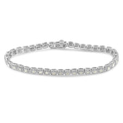Bids.com .925 Sterling Silver 1.0 Cttw Diamond Miracle-Set Square Milgrain 7" Link Tennis Bracelet (I-J Color, I3 Clarity) Bracelets