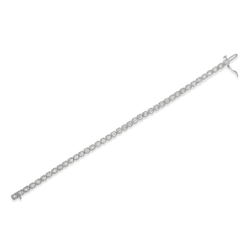 Bids.com .925 Sterling Silver 1.0 Cttw Diamond Miracle-Set Square Milgrain 7" Link Tennis Bracelet (I-J Color, I3 Clarity) Bracelets
