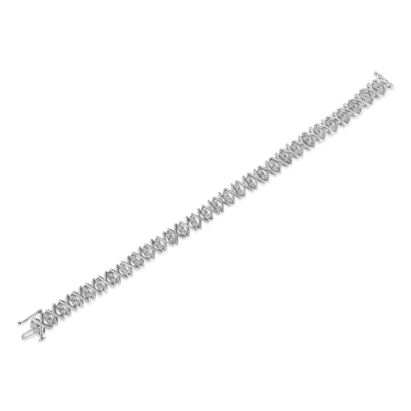 Bids.com Sterling Silver rose-cut Diamond X-Link Bracelet (1 cttw, I-J Color, I2-I3 Clarity) Bracelets