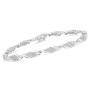 Bids.com .925 Sterling Silver 1-1/2 Cttw Round and Baguette Cut Diamond Wave Link Bracelet (I-J Color, I2-I3 Clarity) - 7" Bracelets