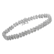 Bids.com .925 Sterling Silver 1.0 cttw Diamond "Arrow" Shape Tennis Link Bracelet (I-J Color, I3 Clarity) -7.25" Bracelets