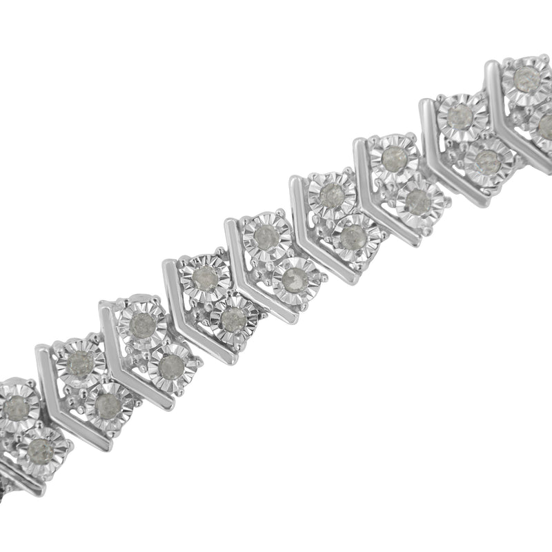Bids.com .925 Sterling Silver 1.0 cttw Diamond "Arrow" Shape Tennis Link Bracelet (I-J Color, I3 Clarity) -7.25" Bracelets