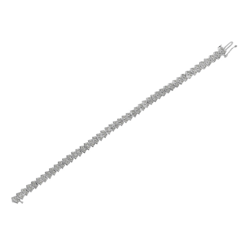 Bids.com .925 Sterling Silver 1.0 cttw Diamond "Arrow" Shape Tennis Link Bracelet (I-J Color, I3 Clarity) -7.25" Bracelets
