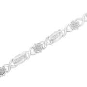 Bids.com .925 Sterling Silver 1.0 Cttw Round-Cut and Baguette-Cut Diamond X-Link Bracelet (I-J Color, I1-I2 Clarity) - 7" Bracelets