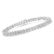 Bids.com .925 Sterling Silver 1.0 Cttw Chevron 2 Stone Arrow Link Tennis Bracelet (I-J Color, I3 Clarity) - 7â€ Bracelets