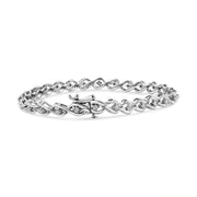 Bids.com .925 Sterling Silver 1/10 Cttw Round-Cut Diamond Links of Flame Bracelet (I-J Color, I3) - 7.25" Bracelets