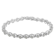Bids.com Sterling Silver Diamond Cluster Link Bracelet (1 cttw, I-J Color, I2-I3 Clarity) Bracelets
