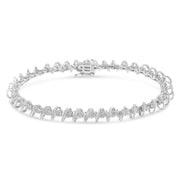 Bids.com .925 Sterling Silver 1/2 Cttw Diamond Miracle-Set 7" Tennis Bracelet (I-J Color, I3 Clarity) Bracelets