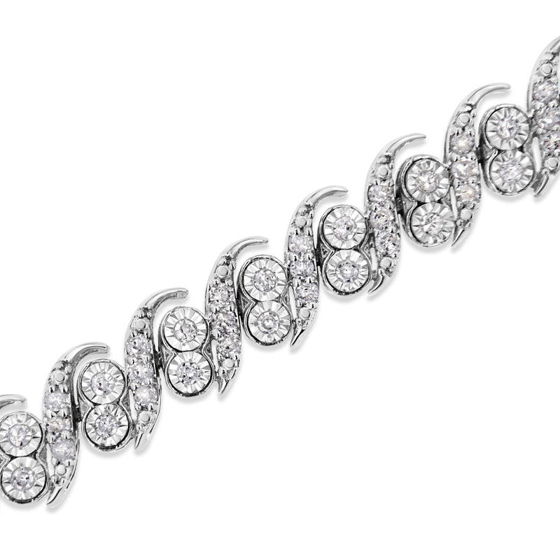 Bids.com .925 Sterling Silver 2.0 Cttw Round-Cut Diamond "S" Link Bracelet (I-J Color, I3 Clarity) - 7.25" Bracelets