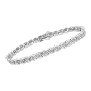 Bids.com .925 Sterling Silver 1.0 cttw Miracle Set Diamond Spiraling Bezel Link Bracelet(I-J Color, I3 Clarity) -7.25" Bracelets