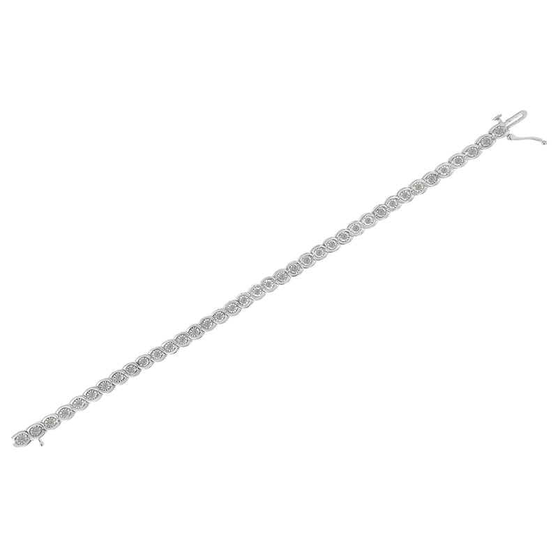 Bids.com .925 Sterling Silver 1.0 cttw Miracle Set Diamond Spiraling Bezel Link Bracelet(I-J Color, I3 Clarity) -7.25" Bracelets