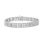Bids.com .925 Sterling Silver 1.00 Cttw Diamond Multi Row Heart Link Bracelet (H-I Color, I1-I2 Clarity) - 7.25" Inches Bracelets