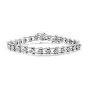 Bids.com .925 Sterling Silver Diamond Miracle-Set Double Swoosh Milgrain Style Tennis Bracelet (1/2 cttw, I-J Color, I3 Clarity) - Size 7.75" Bracelets