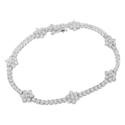 Bids.com .925 Sterling Silver 1.0 cttw Miracle-Set Diamond Floral Station Tennis Bracelet (I-J Color, I3 Clarity) - 7-1/2" Bracelets
