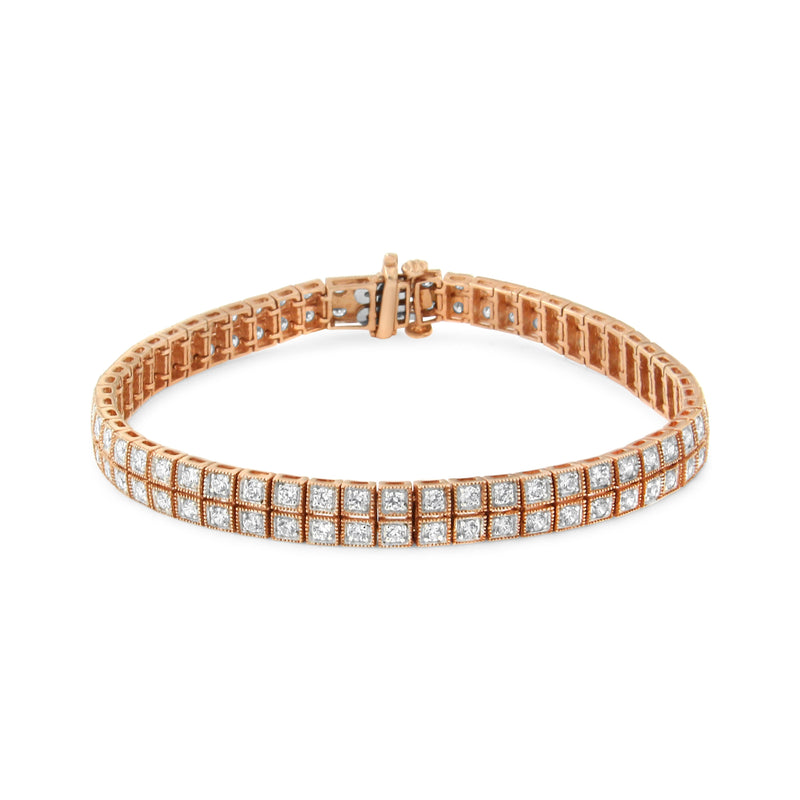 Bids.com 14K Rose Gold 3.0 Cttw Lab Grown Diamond Two Row Milgrain 7" Inch Tennis Bracelet (G-H Color, VS2-SI1 Clarity) Bracelets