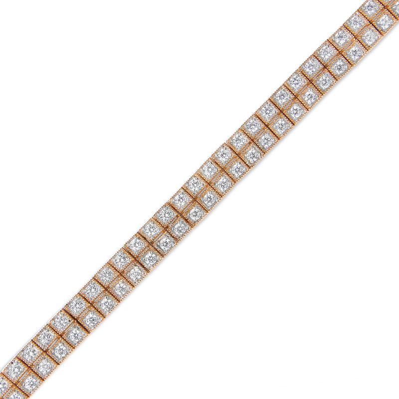 Bids.com 14K Rose Gold 3.0 Cttw Lab Grown Diamond Two Row Milgrain 7" Inch Tennis Bracelet (G-H Color, VS2-SI1 Clarity) Bracelets