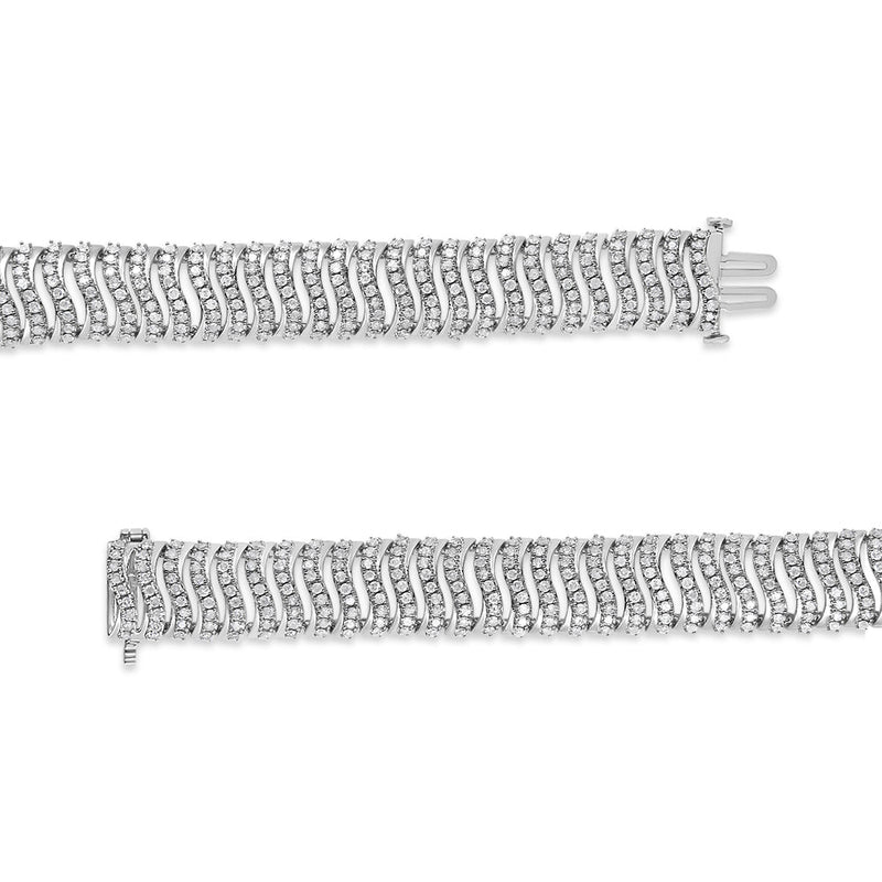 Bids.com .925 Sterling Silver 5.00 Cttw Round-Cut Diamond "S" Link Bracelet (I-J Color, I3 Clarity) - Size 7.25 Bracelets