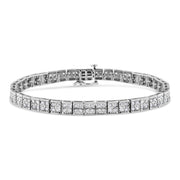 Bids.com .925 Sterling Silver 2 Cttw Prong Set Round-Cut Diamond 4 Stone Box Link Bracelet (I-J Color, I3 Clarity) - 7.25" Bracelets