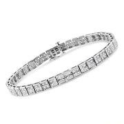 Bids.com .925 Sterling Silver 2 Cttw Prong Set Round-Cut Diamond 4 Stone Box Link Bracelet (I-J Color, I3 Clarity) - 7.25" Bracelets