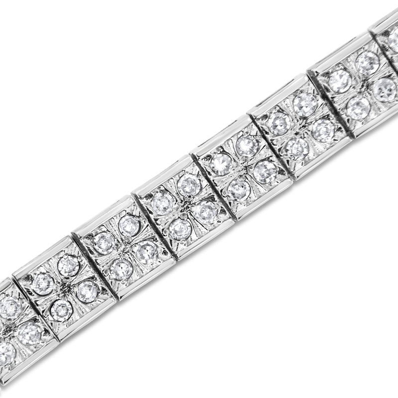 Bids.com .925 Sterling Silver 2 Cttw Prong Set Round-Cut Diamond 4 Stone Box Link Bracelet (I-J Color, I3 Clarity) - 7.25" Bracelets